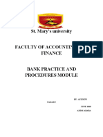 St. Mary’s university faculty of accounting and finance bank practices module