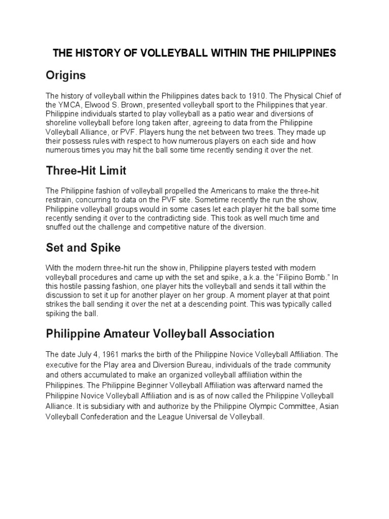 The History of Volleyball Within The Philippines PDF