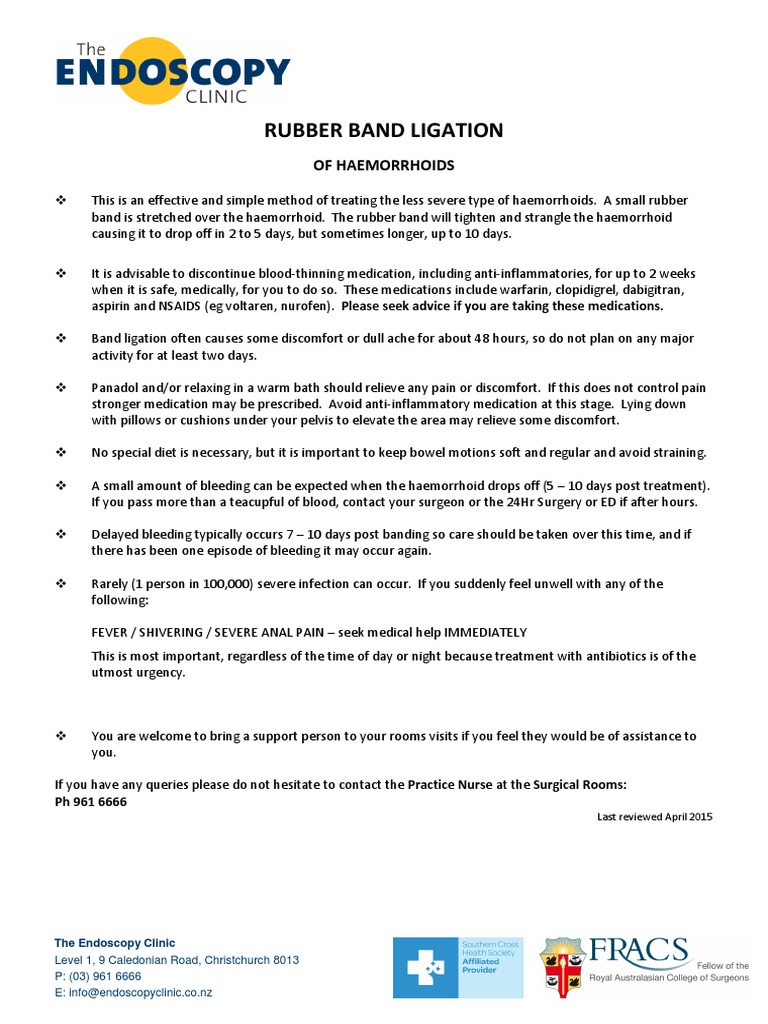 Rubber Band Ligation of Haemorrhoids PDF Hemorrhoid Bleeding