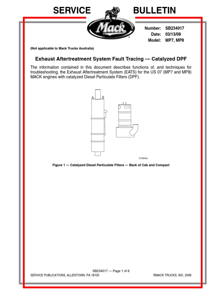 Service Bulletin Exhaust Aftertreatment System Fault Tracing