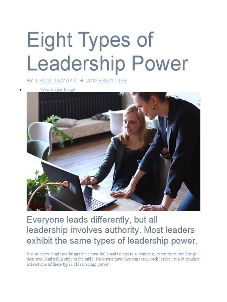 Eight Types of Leadership Power | PDF | Power (Social And Political