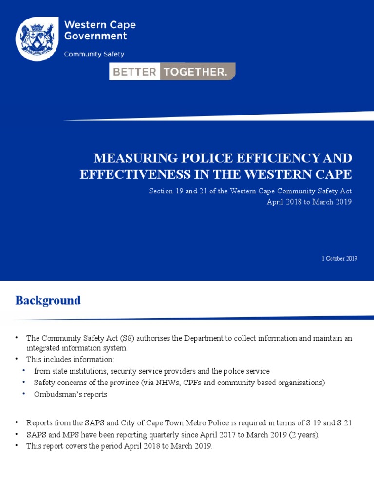 Measuring Police Efficiency and Effectiveness in The Western Cape | PDF ...