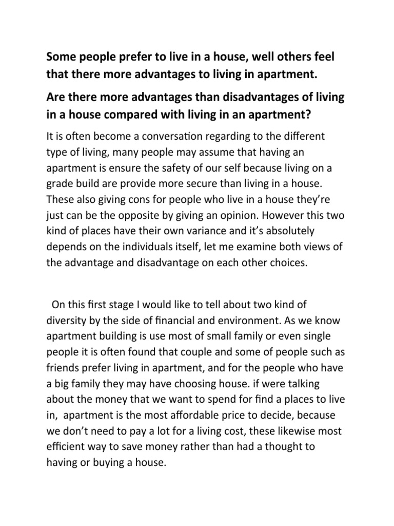 House vs Apartment Living Pros and Cons | PDF | Wellness | Lifestyle