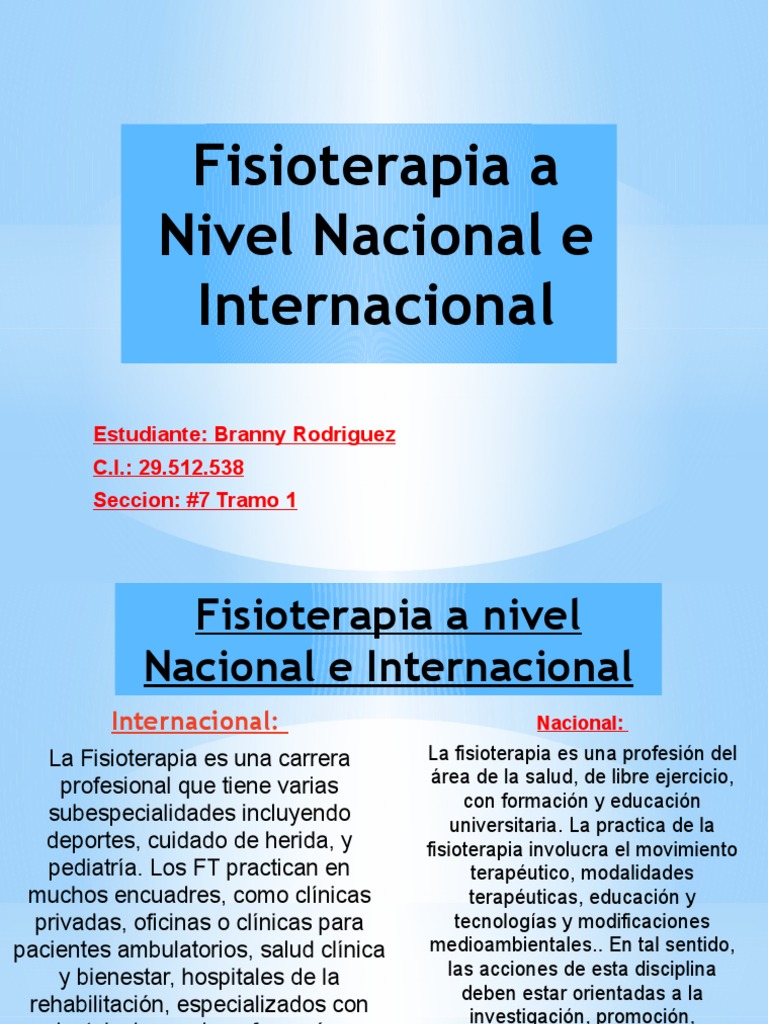 Fisioterapia A Nivel Nacional y Internacional | PDF | Terapia física |  Medicina CLINICA