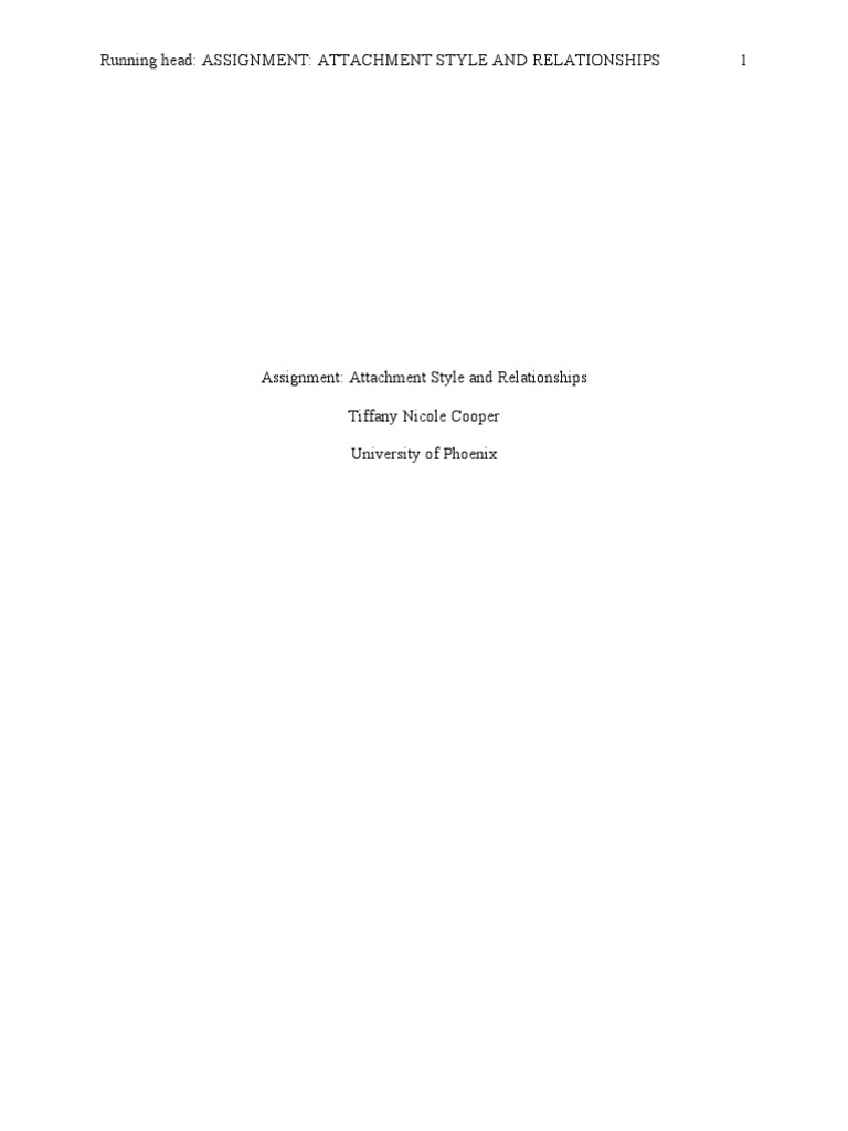 Assignment Attachment Style and Relationships | PDF | Attachment Theory ...