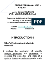 CHE 411 CHEMICAL ENGINEERING ANALYSIS