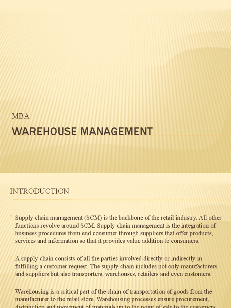 Warehouse Management | PDF | Logistics | Supply Chain