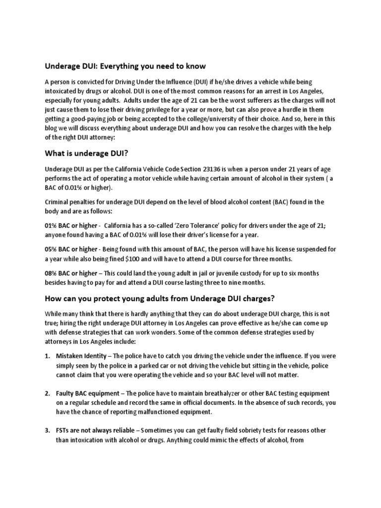 Underage DUI Everything You Need To Know | PDF | Driving Under The ...