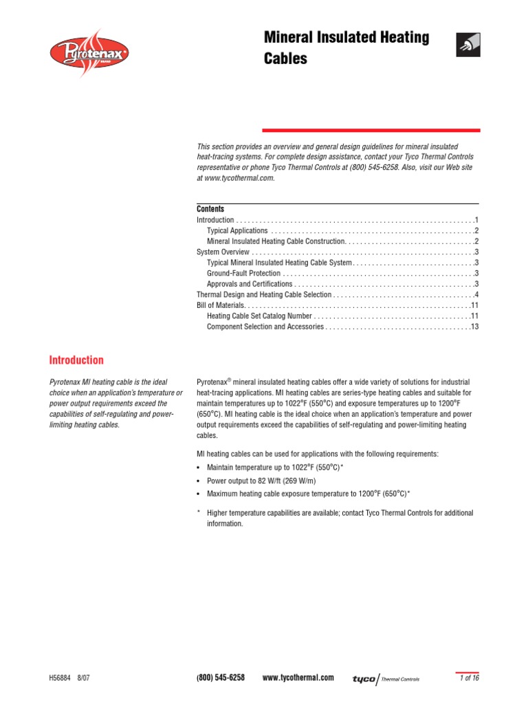 Pyrtenac Cable - Design Information | PDF | Thermal Insulation | Electrical  Resistance And Conductance