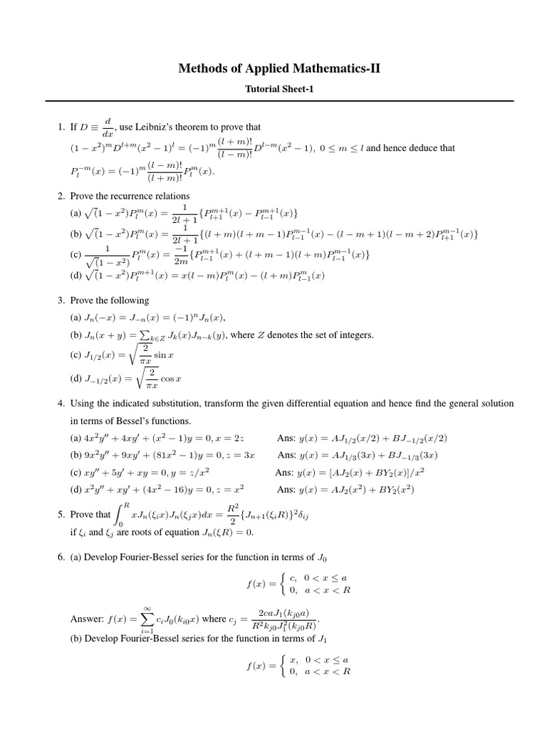 Methods of Applied Mathematics-II: M L+M L M L M M L M M L | PDF ...
