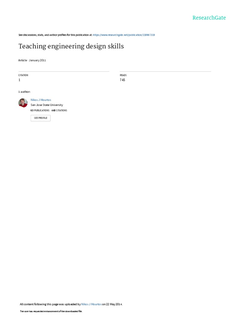 Teaching Engineering Design Skills: January 2011 | PDF | Engineering ...