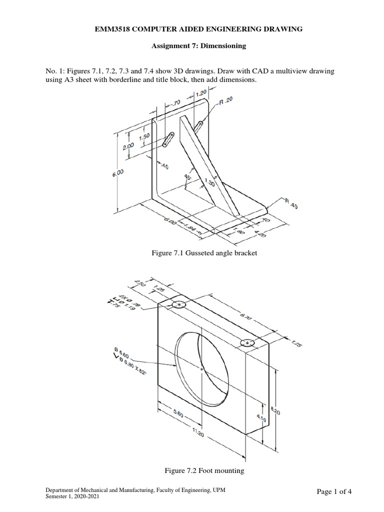 CAD Dimensioning Assignment | PDF