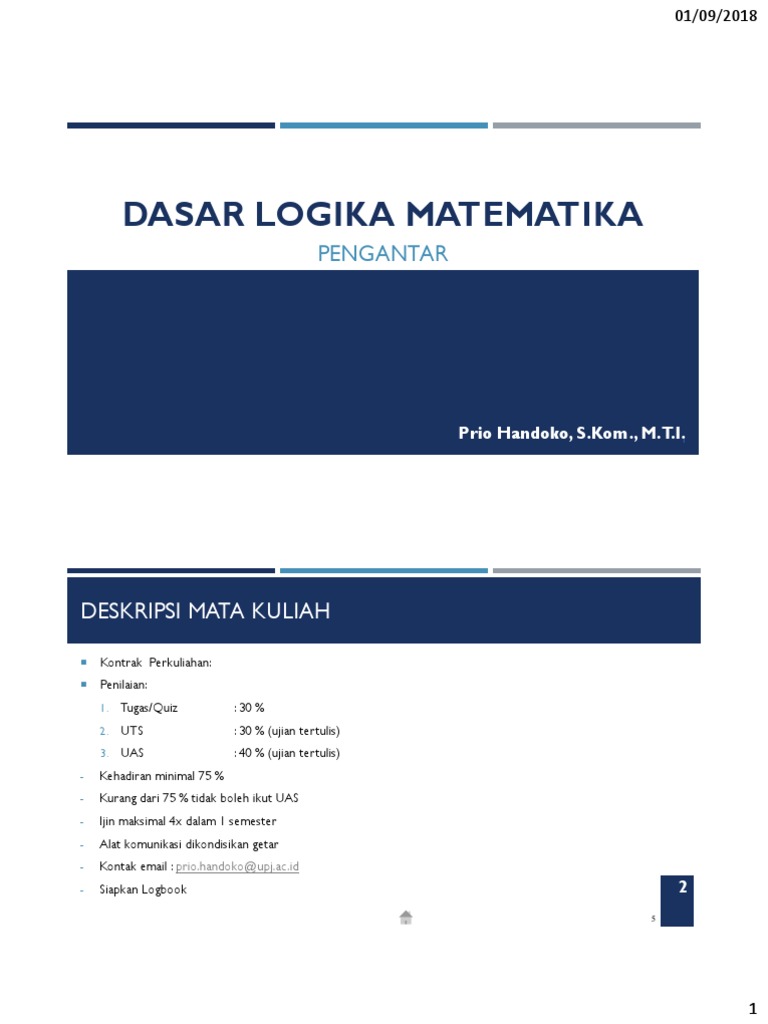 Dasar Logika Matematika untuk Mahasiswa | PDF
