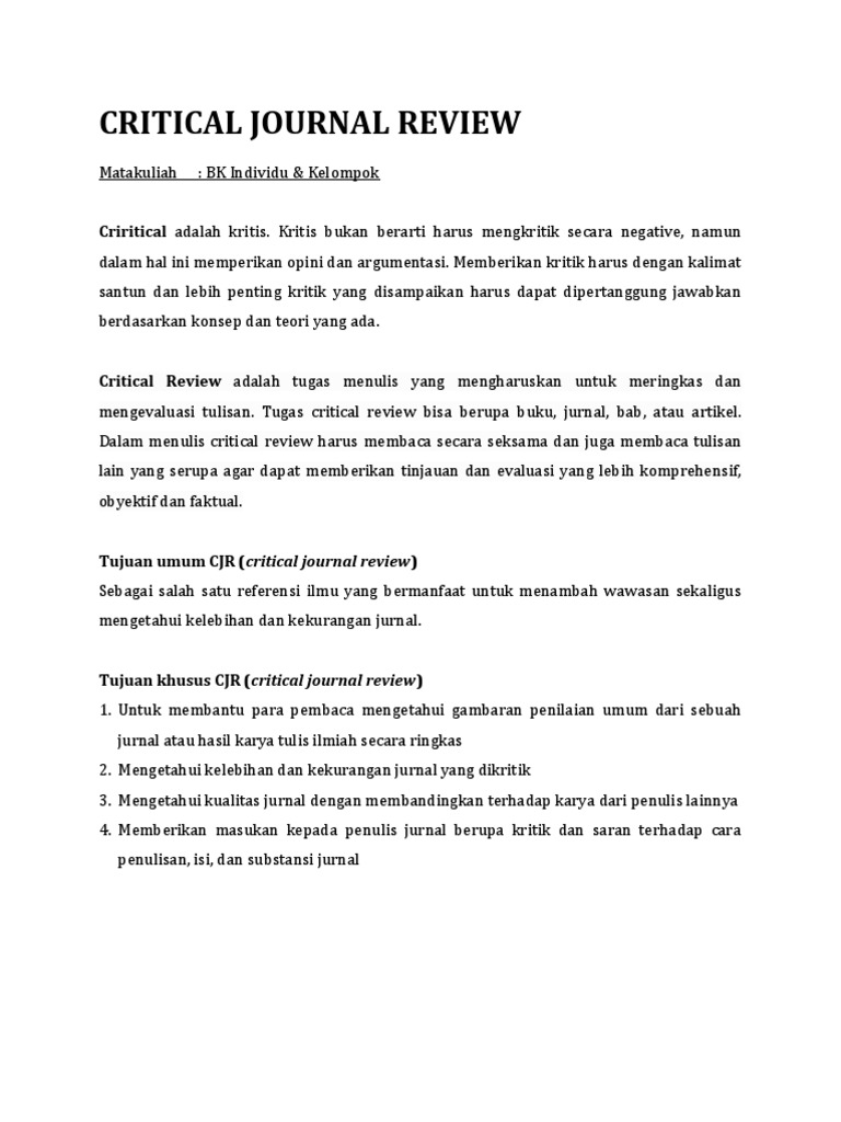 Panduan Menulis Critical Journal Review | PDF | Karier & Perkembangan
