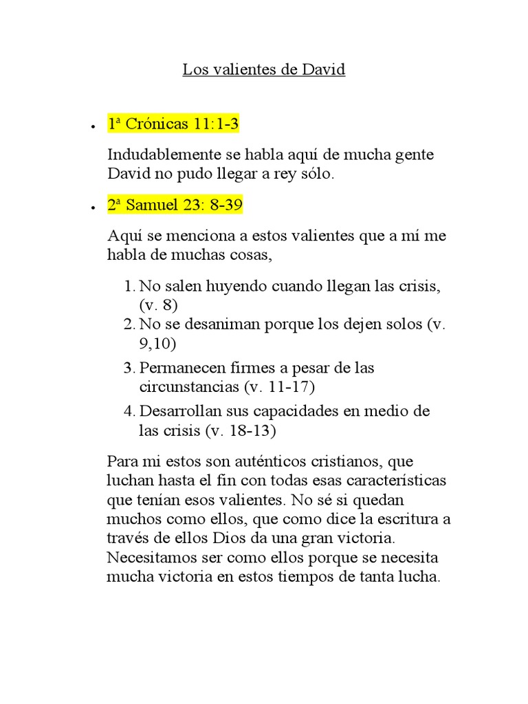 Los Valientes De David Pdf David Religión Y Creencia