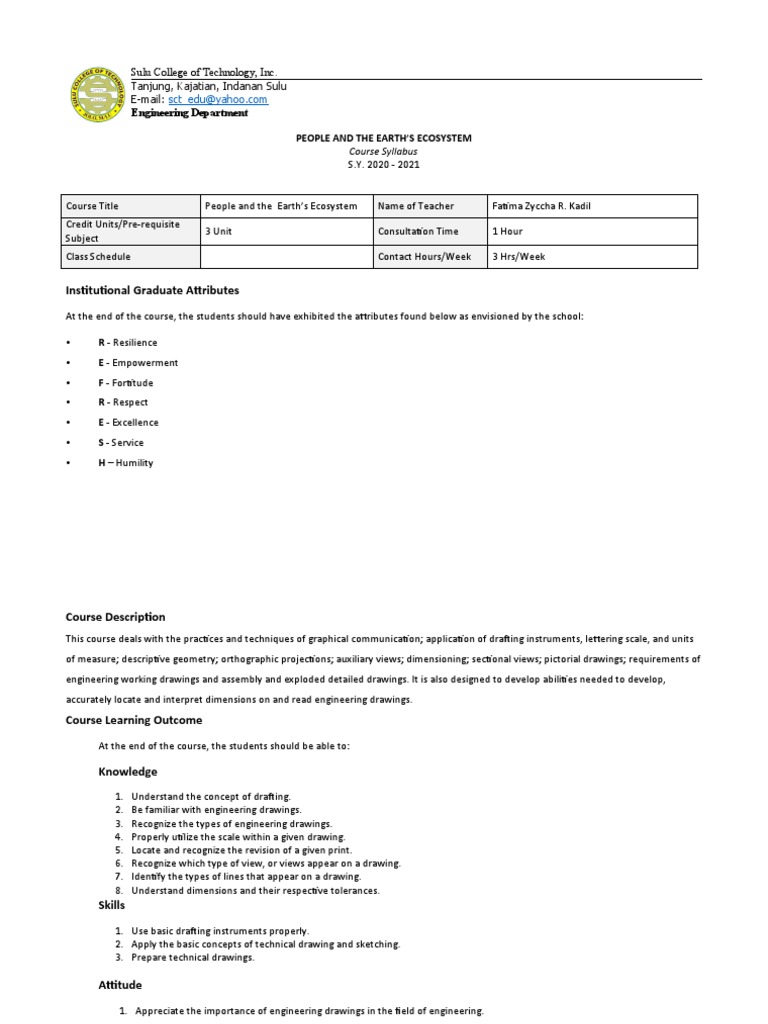 EMT410 Course Syllabus: Ecosystem Studies | PDF | Technical Drawing ...