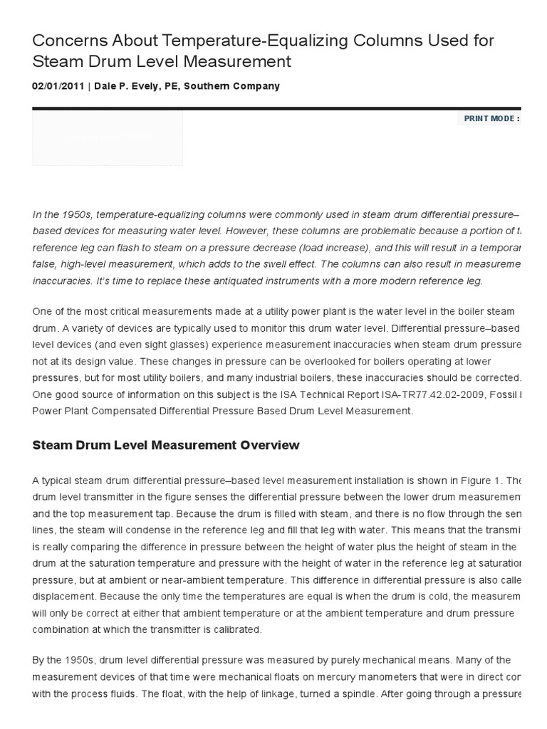 Overview of Steam Drum Level Measurement and the Need for Temperature