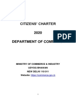 Citizens' Charter 2020 Department of Commerce: Ministry of Commerce & Industry Udyog Bhawan NEW DELHI 110 011 Website