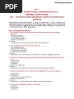 MCQ Ucmp Unit I Introduction and Mechanical Energy Based Processes