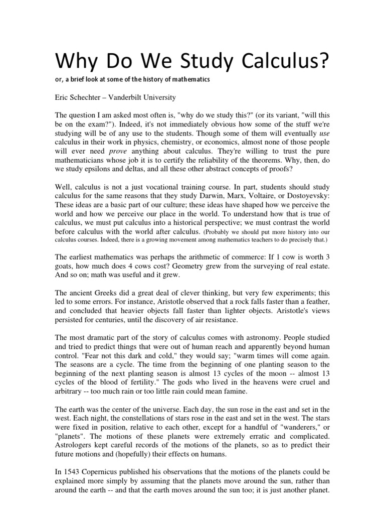 Importance of Studying Calculus History | PDF | Planets | Infinity
