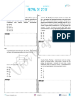 Prova Mat 1 Etapa Fuvest 2017