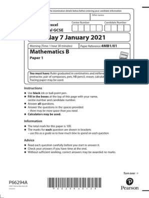 January 21 Mathematics B Question Paper 1 Factorization Geometry