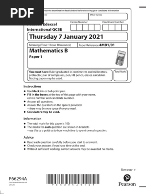 January 21 Mathematics B Question Paper 1 Factorization Geometry