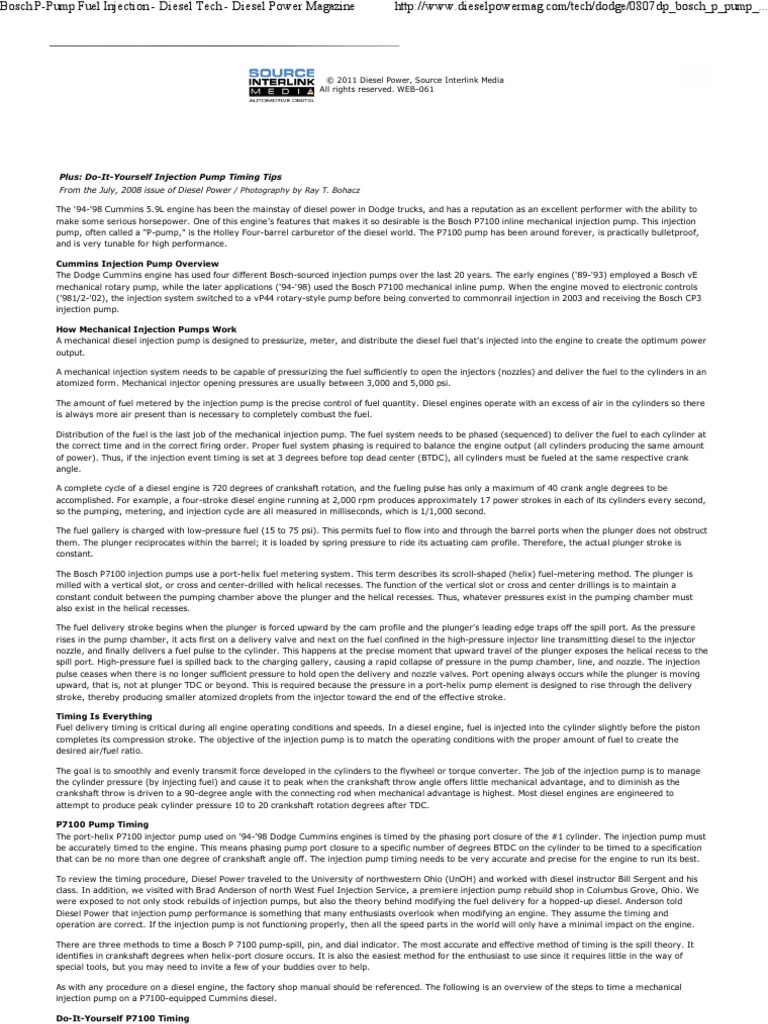 Bosch PPump Fuel Injection Diesel Tech Diesel Power Magazine PDF