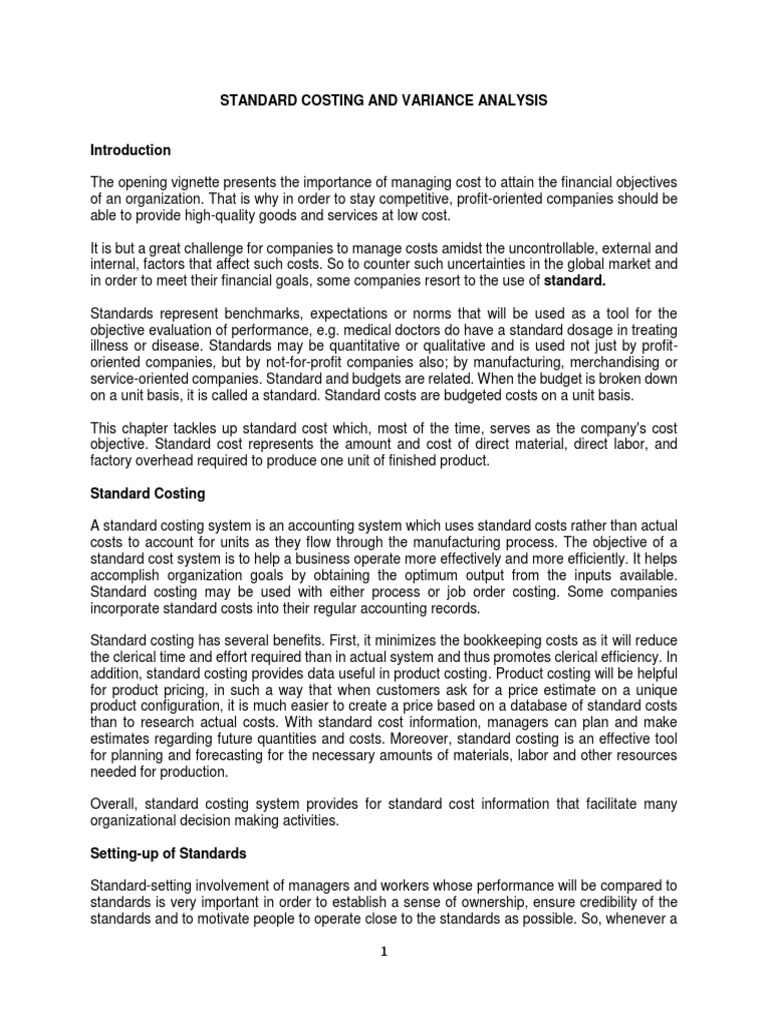 Standard Costing and Variance Analysis | PDF | Labour Economics | Cost