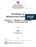 Portfolio in Homeroom Guidance: Quarter 2 - Module 11: Weighing Options, Seeking Opinions