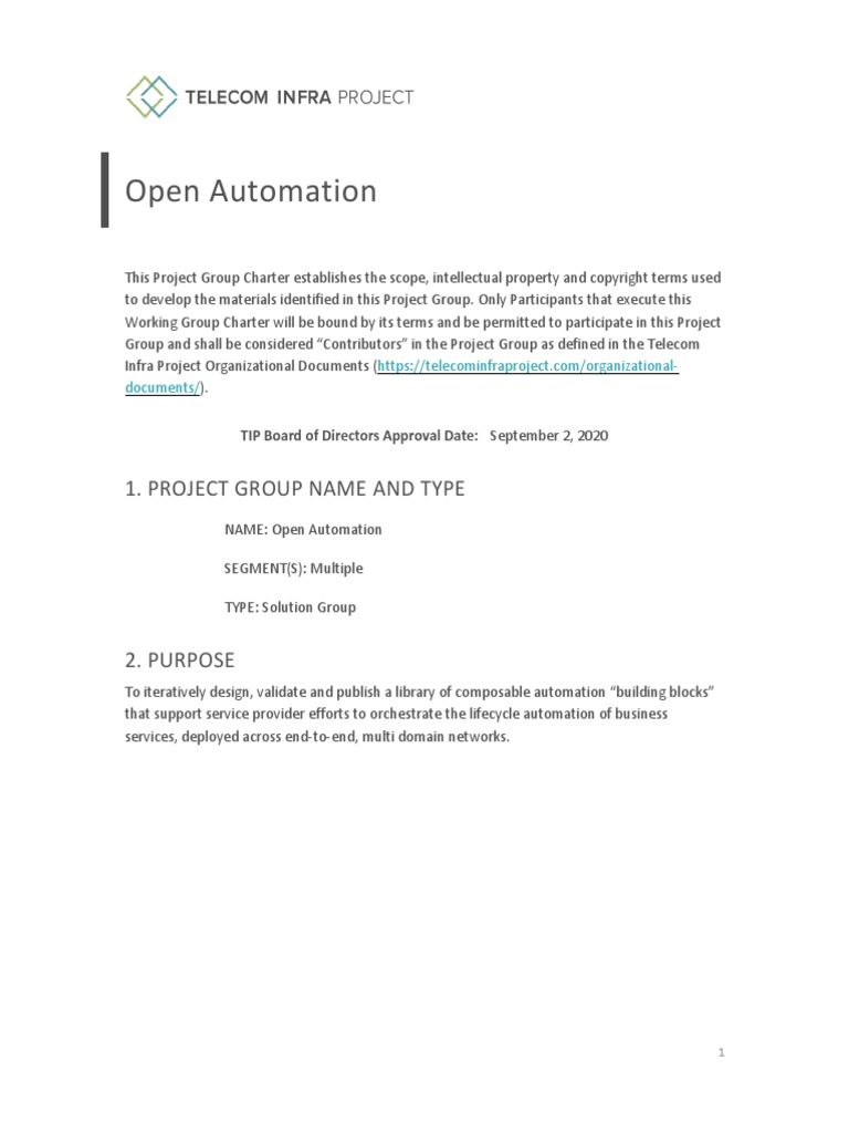 Open Automation: 1. Project Group Name and Type | PDF | Use Case ...