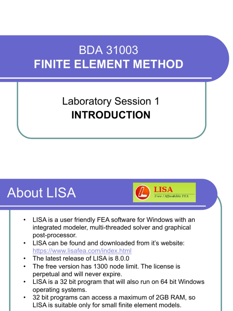 FEA with LISA: Cantilever Beam Analysis | PDF | Finite Element Method ...