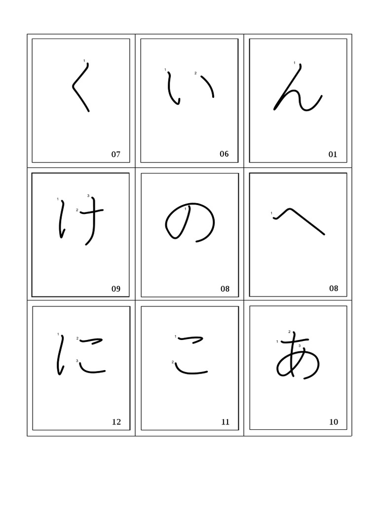 Hiragana Flashcards PDF