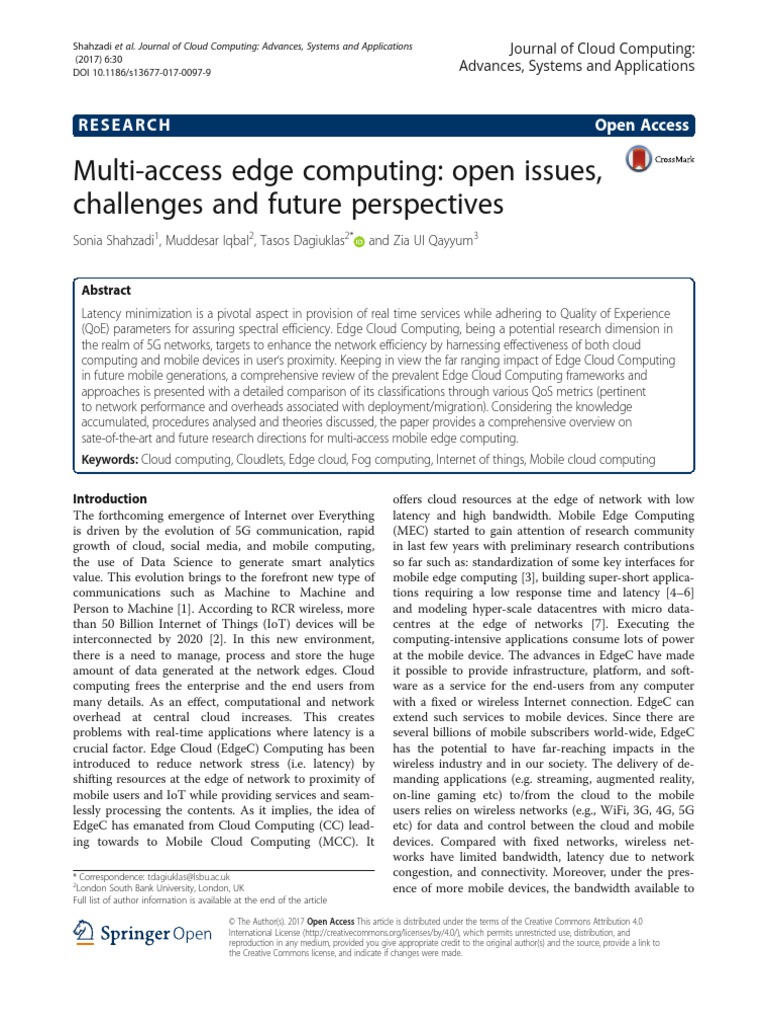 Multi-Access Edge Computing Open Issues Challenges | PDF | Cloud ...
