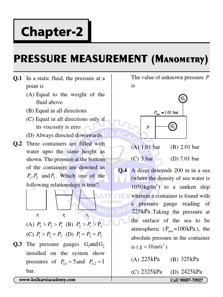 Understanding Manometers in Fluid Mechanics | PDF | Pressure ...