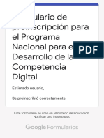 Formulario de Preinscripción para El Programa Nacional para El Desarrollo de La Competencia Digital