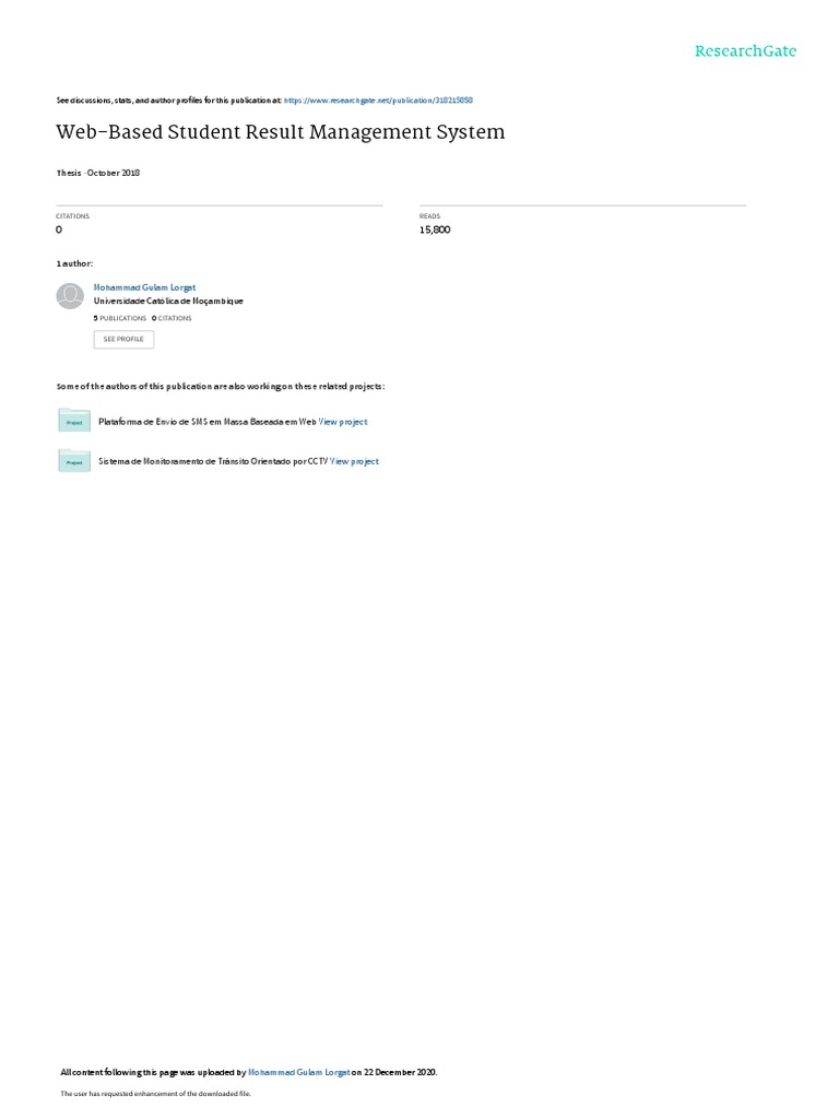 Web-Based Student Result Management System: October 2018 | PDF ...