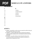 Mapeh Module 2 Pe Answers