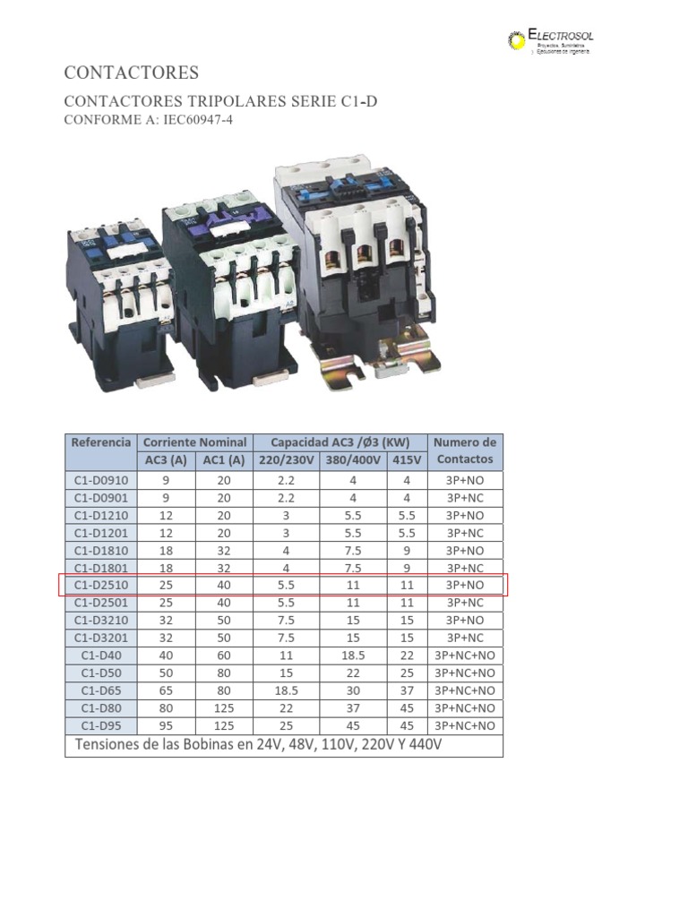 Data Sheet Contactor Camsco | PDF