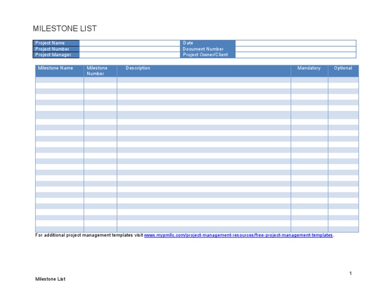 Project Milestone Tracking Template | PDF | Business | Computers