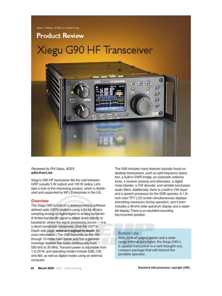 Xiegu G90 HF Transceiver Product Review PDF Bandwidth (Signal