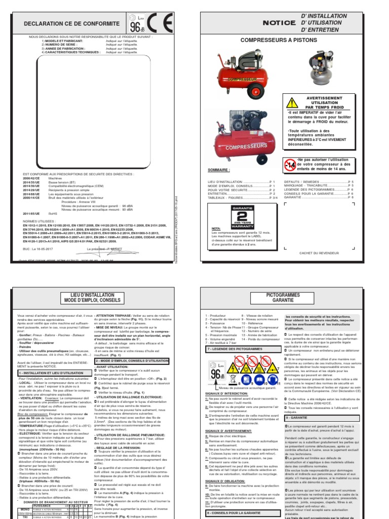 Compresseur d'air 100 L, 3 cv, électrique - BJS Matériel TP