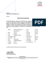 Certificado de Fabricación HIACE - MITSUI (545262)