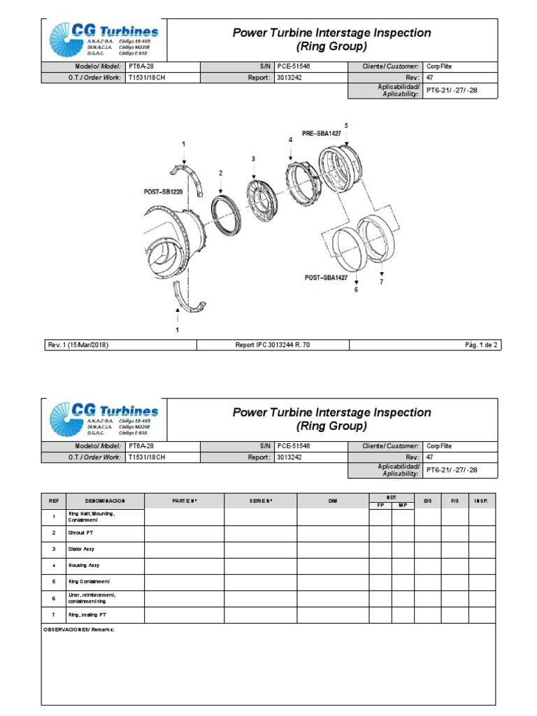Power Turbine Interstage Inspection (Ring Group) | Download Free PDF ...
