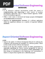 Aspect Oriented Software Engineering: Definition: Aose: Complementing and Improving A Wide Variety of Modern