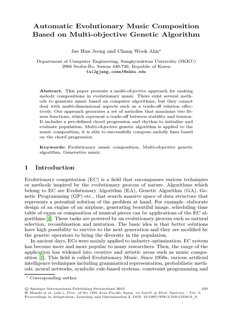 Automatic Evolutionary Music Composition Based On Multi Objective ...