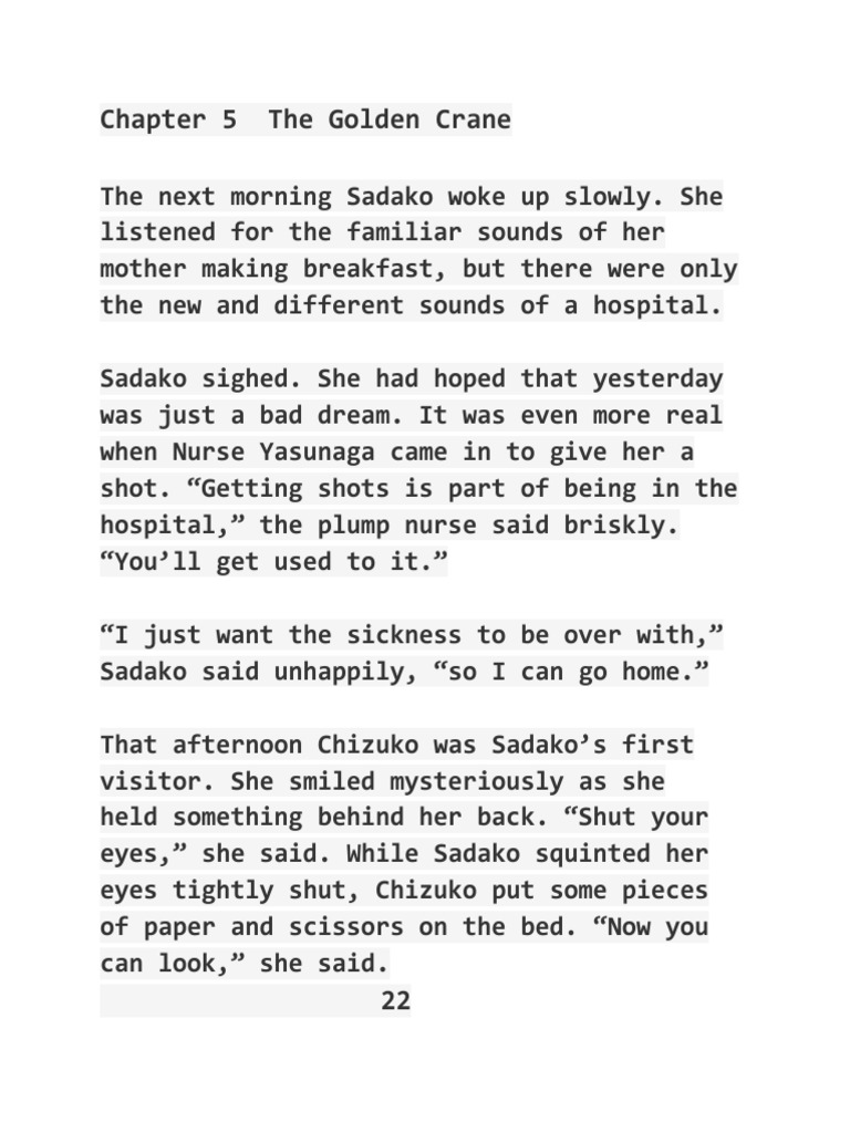 Sadako's Golden Crane Journey | PDF
