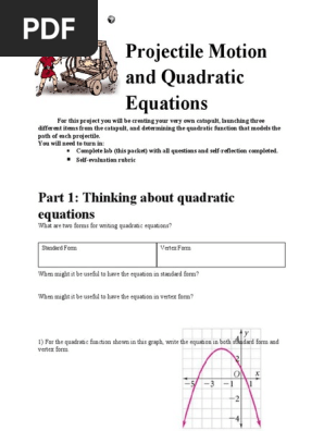 Projectile Motion Quadratic Equations