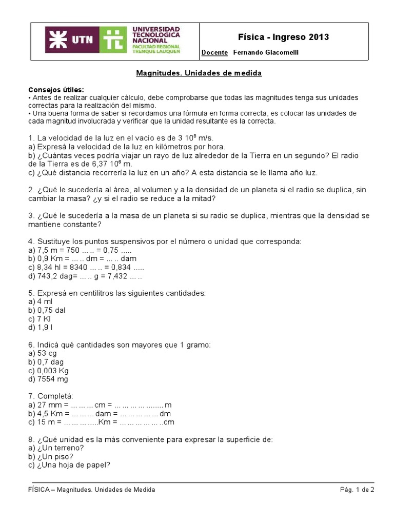 Ejercicios Adicionales Sistemas De Unidades Pdf Litro Metrologia