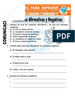 Ficha de Oraciones Afirmativas y Negativas para Segundo de Primaria